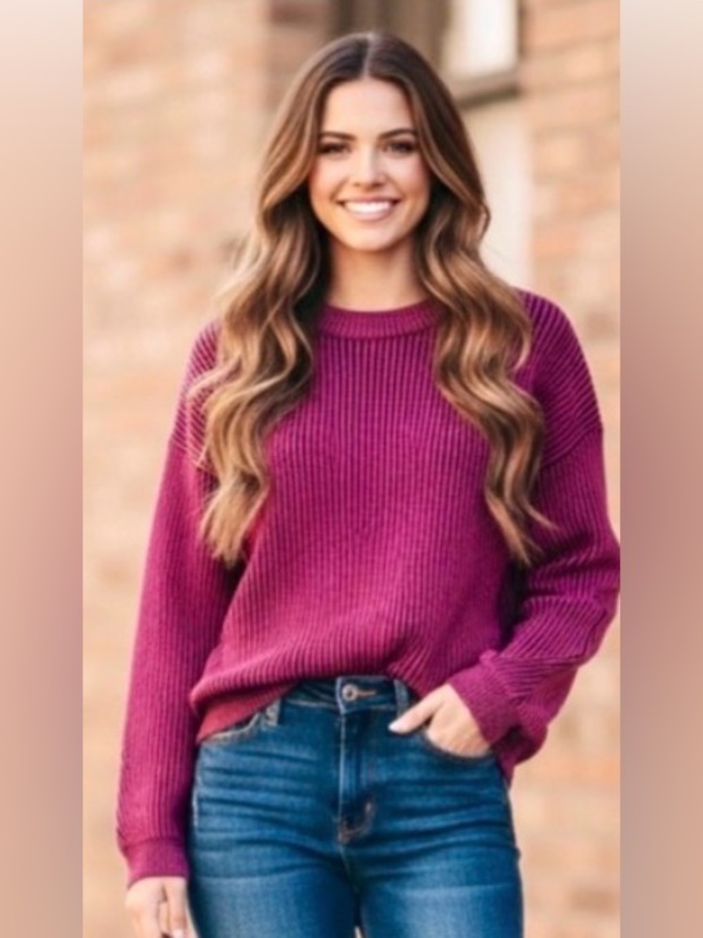 💓 Women's Fuchsia & Black Striped Sweater - size XXL (19)